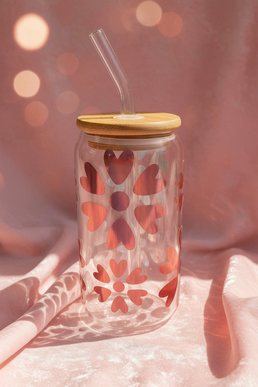 Heart Bloom Glass Tumbler