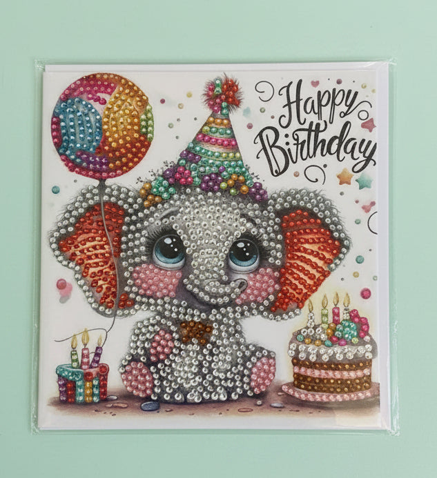 Sparkle Party Elephant Birthday Card