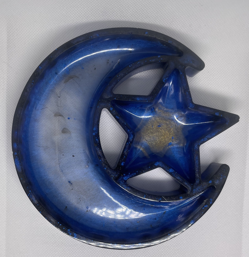 Celestial Moon & Star Trinket Tray | Resin Jewellery Dish | Available in Multiple Colours