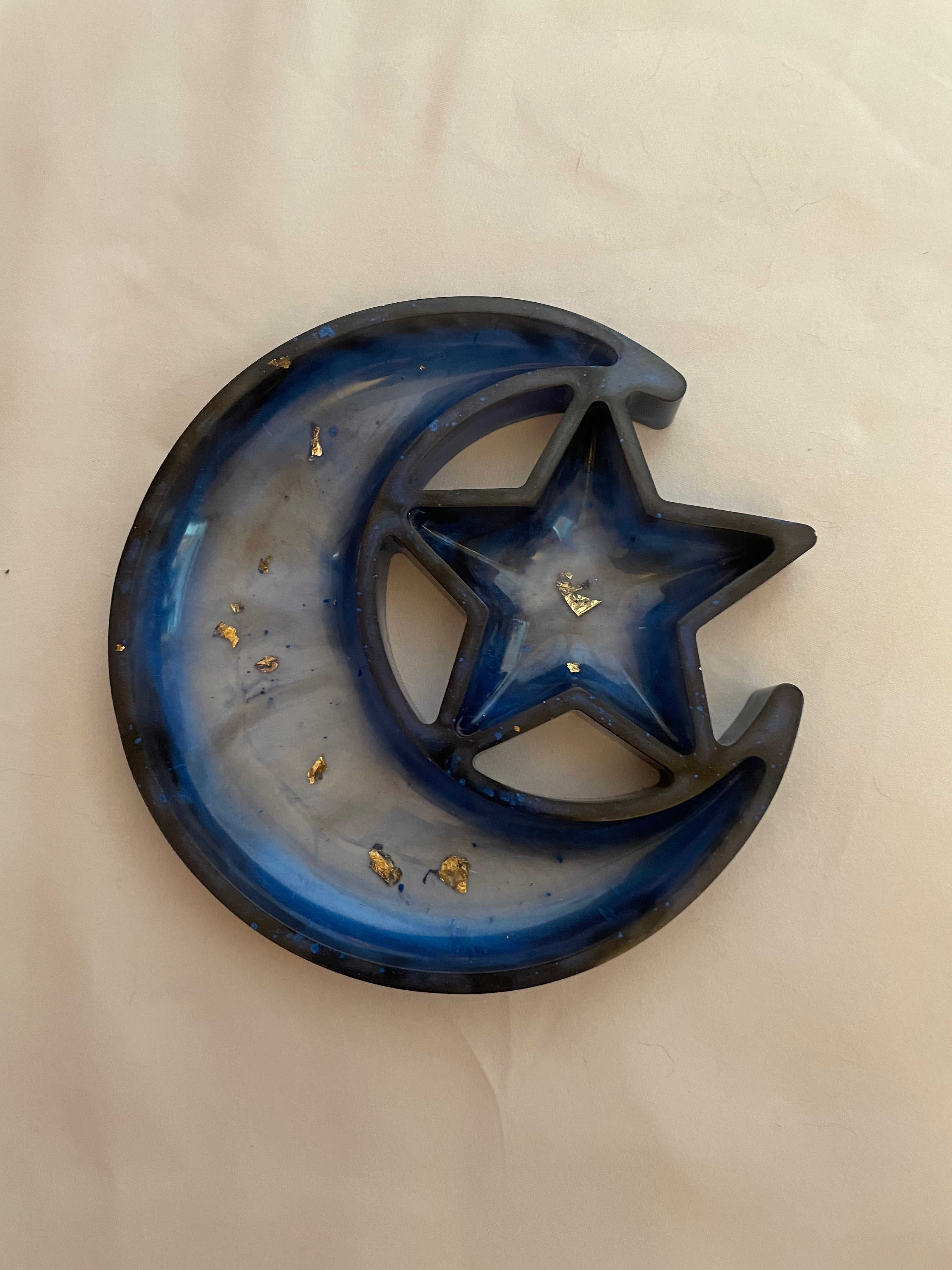 Celestial Moon & Star Trinket Tray | Resin Jewellery Dish | Available in Multiple Colours