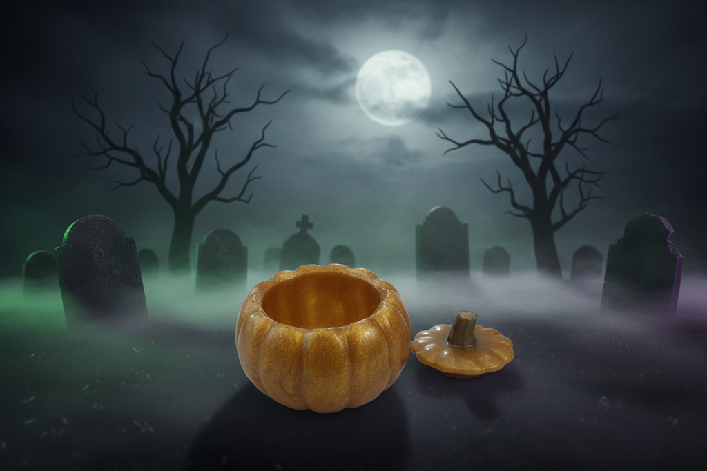 Gold Glitter Resin Pumpkin Trinket Box | Halloween Jewellery Storage | Spooky Gift