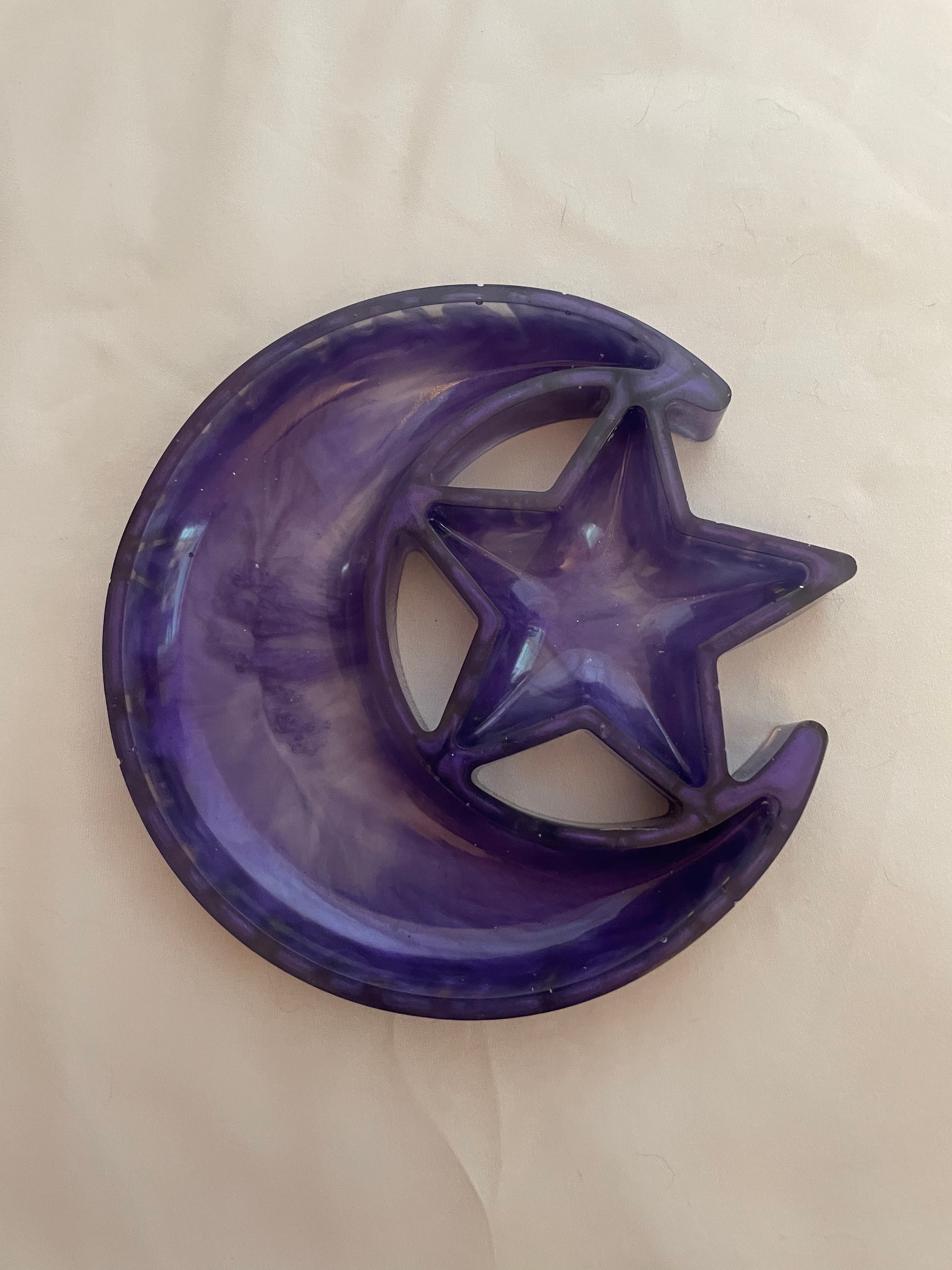 Celestial Moon & Star Trinket Tray | Resin Jewellery Dish | Available in Multiple Colours