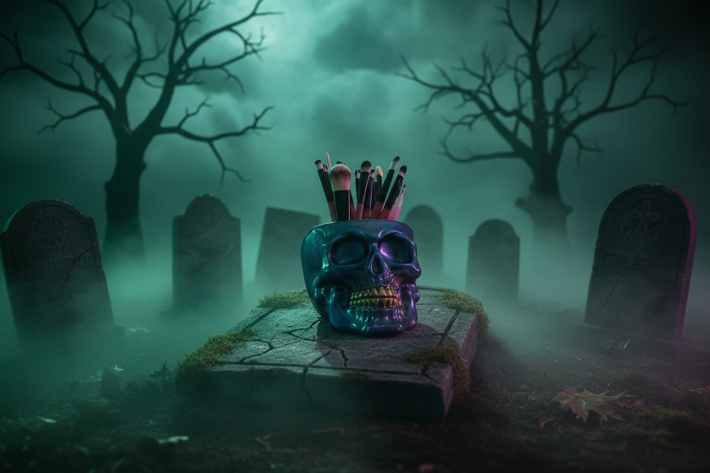 Skull Brush Holder Graveyard